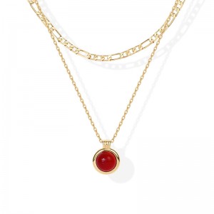 Многослойное колье Hongde Golden Harmony 1-----Многослойные ожерелья с покрытием из 14-каратного золота для женщин. Кулон с драгоценными камн...