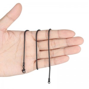 Мужское и женское ожерелье-цепочка из нержавеющей стали Hongde, черное ожерелье-цепочка Rolo, ширина 2345 мм, настраиваемое черное ожере...
