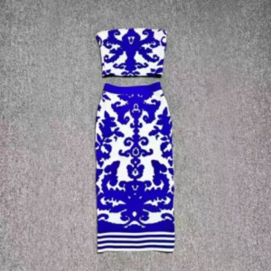 Лето Жаккард вязание, вязаная жаккардовая бедра-Длина Юбка набор