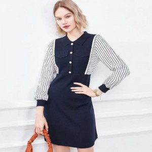 Ранняя осень маленький обратный воротник вязаный вязаный