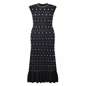 Летние доллар воротник без плеча рюша, металлические вязаные платья